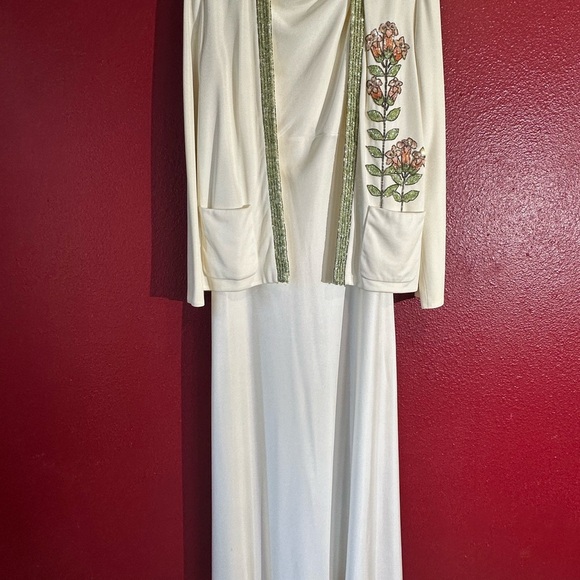 Jack Bryan Vintage 2 Piece Cream Dress With Elaborate Beaded Cardigan Jacket - Picture 1 of 16